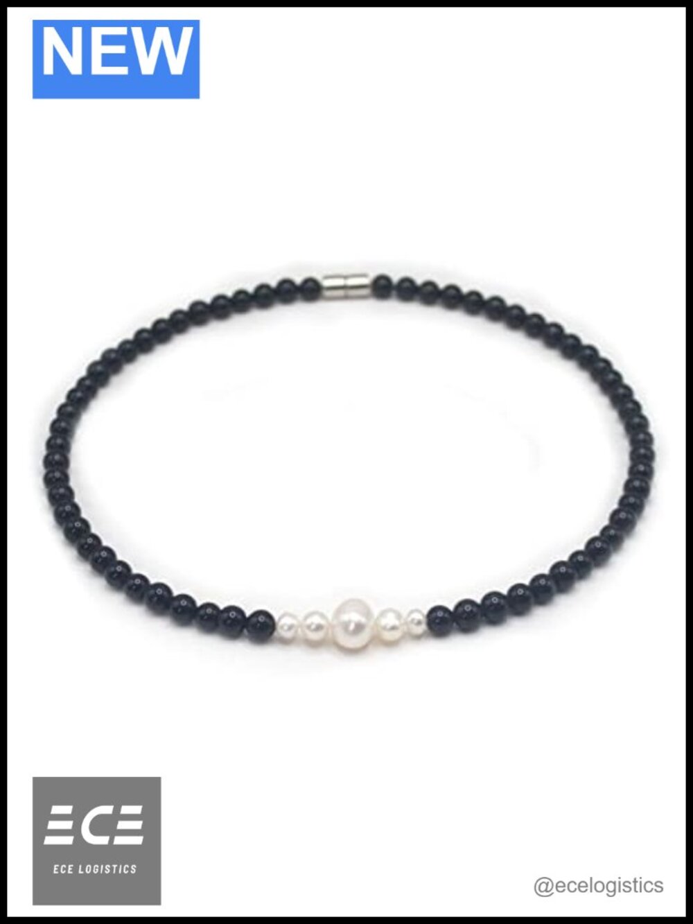 Genuine Freshwater Pearl Black Onyx Choker Necklace Handmade USA Gift